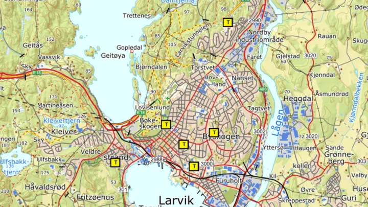 Kart offentlige tilfluktsrom