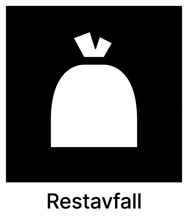 Kildesorteringsmerket for restavfall.