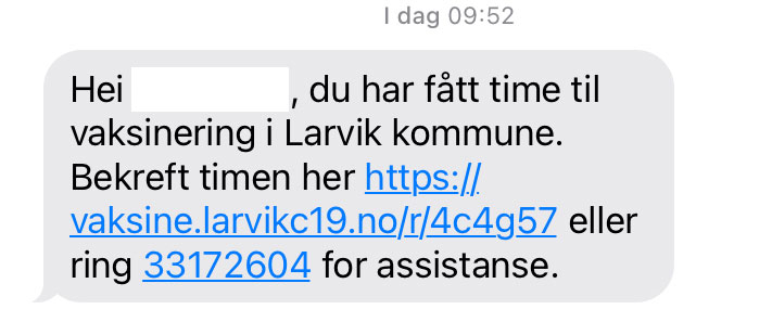 SMS tildelt time