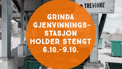 Grinda gjenvinningsstasjon holder stengt onsdag - lørdag (uke 40)