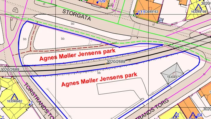 Oversiktskart Agnes Møller Jensens park  
