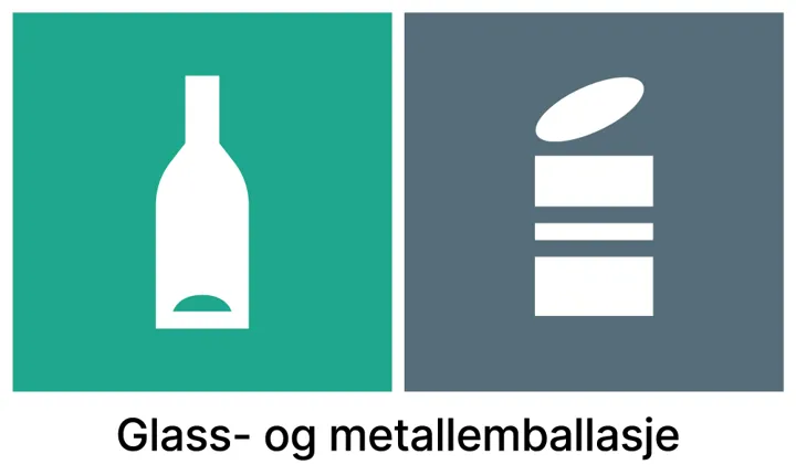 Sorteringsmerke for glass og metall