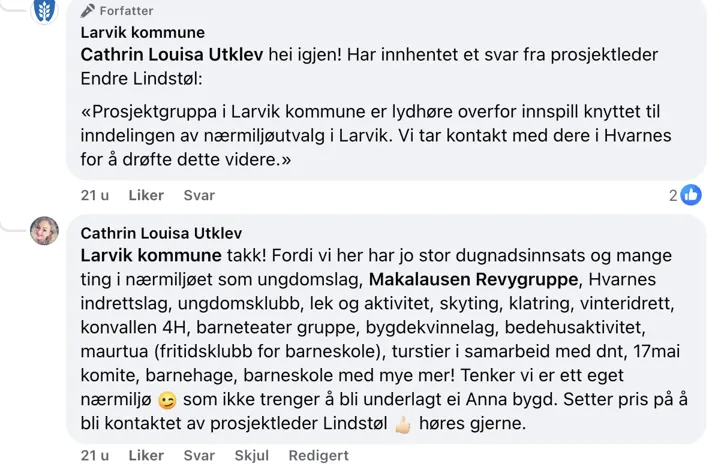 Cathrin Utklev Facebook Innlegg 2
