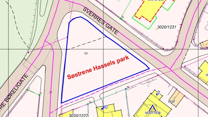 Oversiktskart Søstrene Hassels park