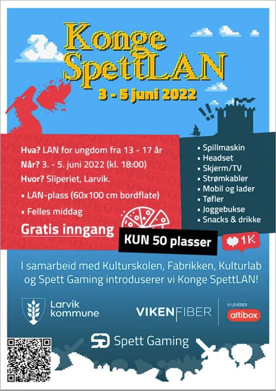 Her er en plakat med informasjon til Konge SpettLan 3-5. juni 2022